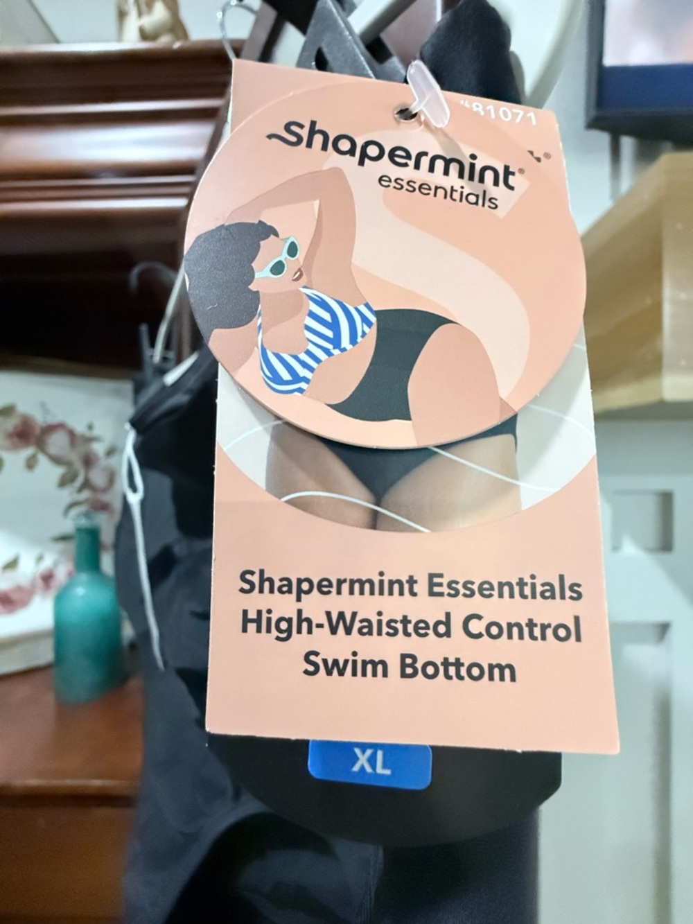 NWT Shapermint Essentials High-Waisted Control Swim Bottom - Black